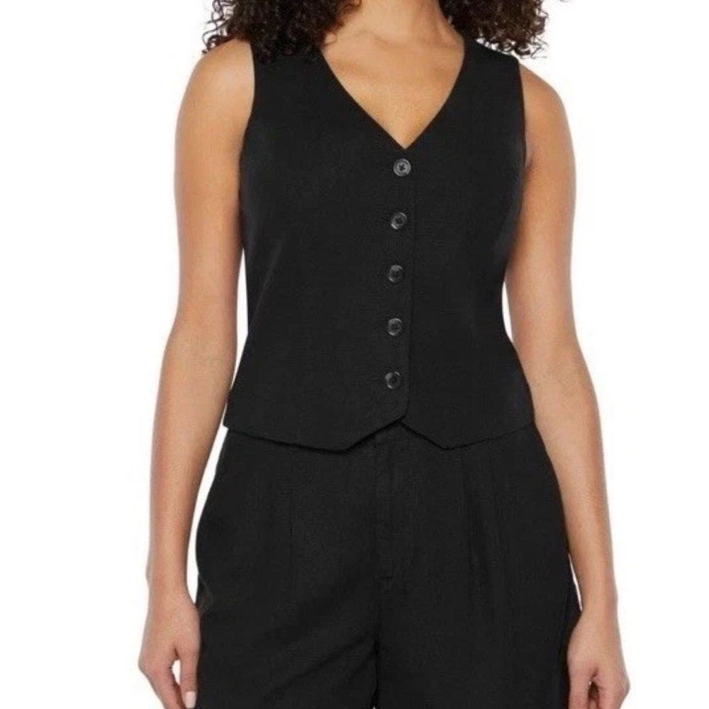 Express Women's Classic Fit V-Neck Button Up Linen Vest Size XL